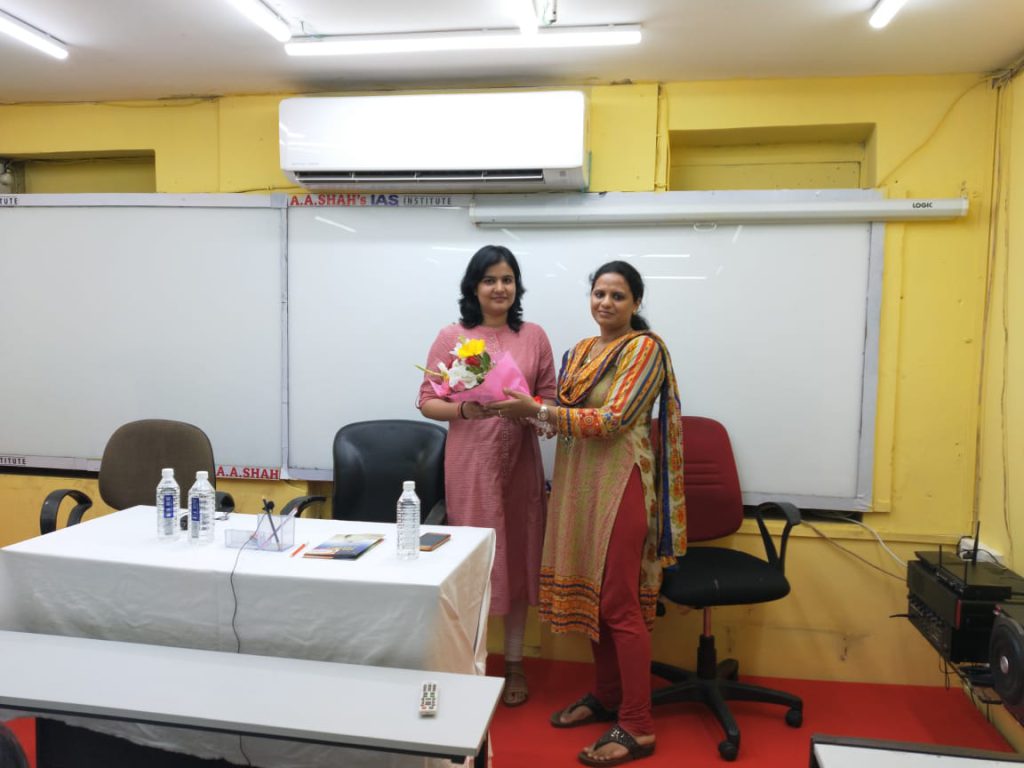 Namita Sharma, 2018 AIR 145 being felicitated by our Director Bilquees Khatri